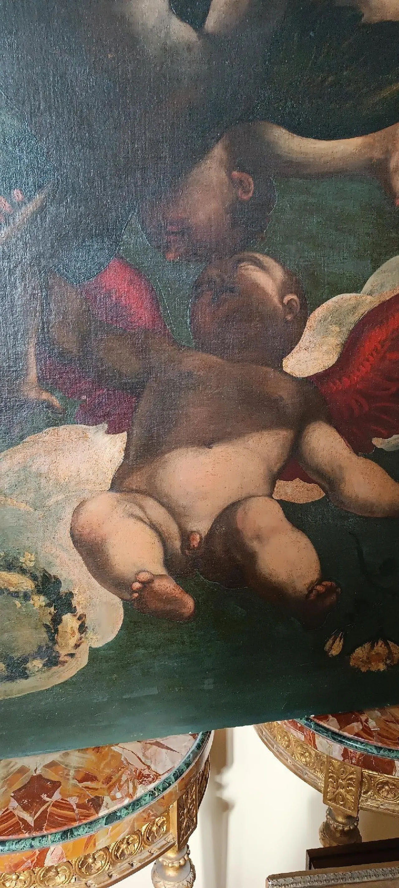 Raffigurazione di angeli, olio su tela, scuola italiana del XVII secolo 7