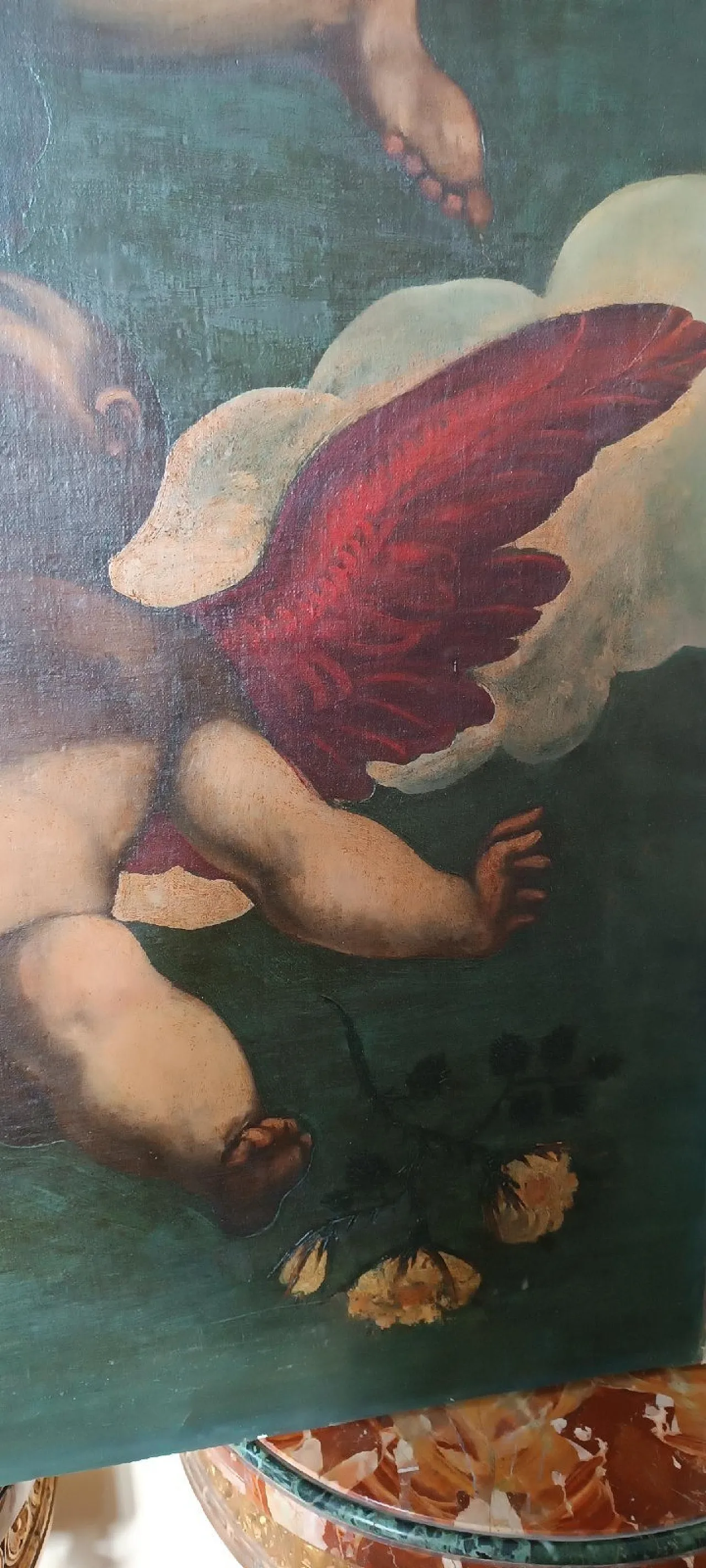 Raffigurazione di angeli, olio su tela, scuola italiana del XVII secolo 8