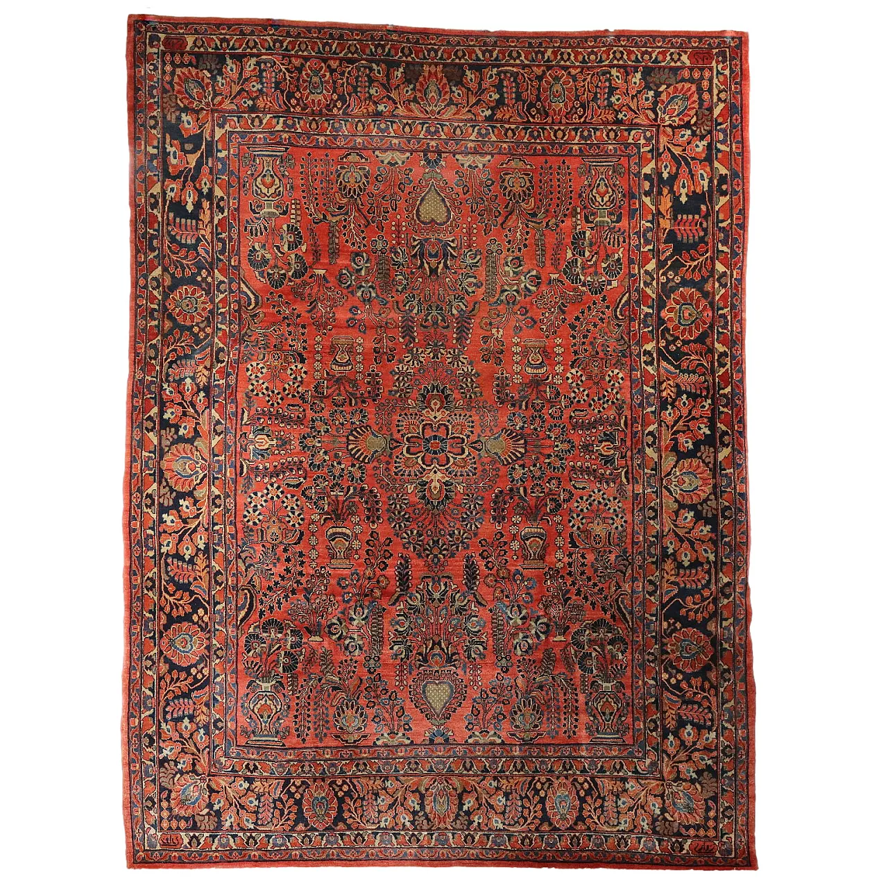 Tappeto Saruk Americano in cotone e lana, fine '900 1