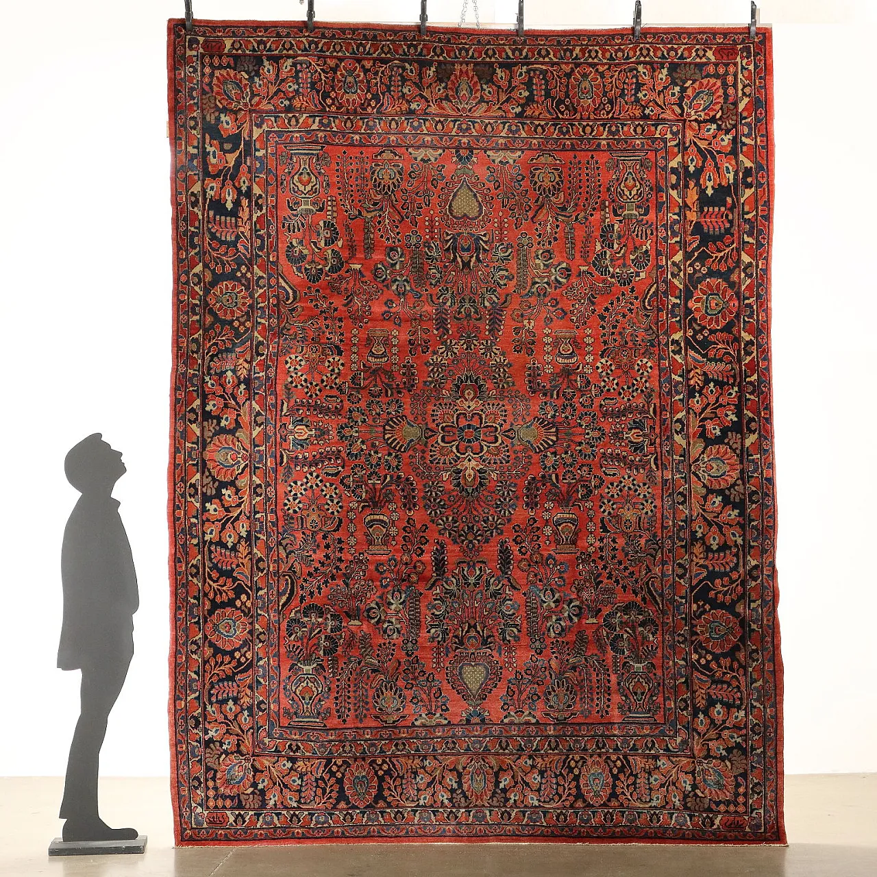 Tappeto Saruk Americano in cotone e lana, fine '900 2