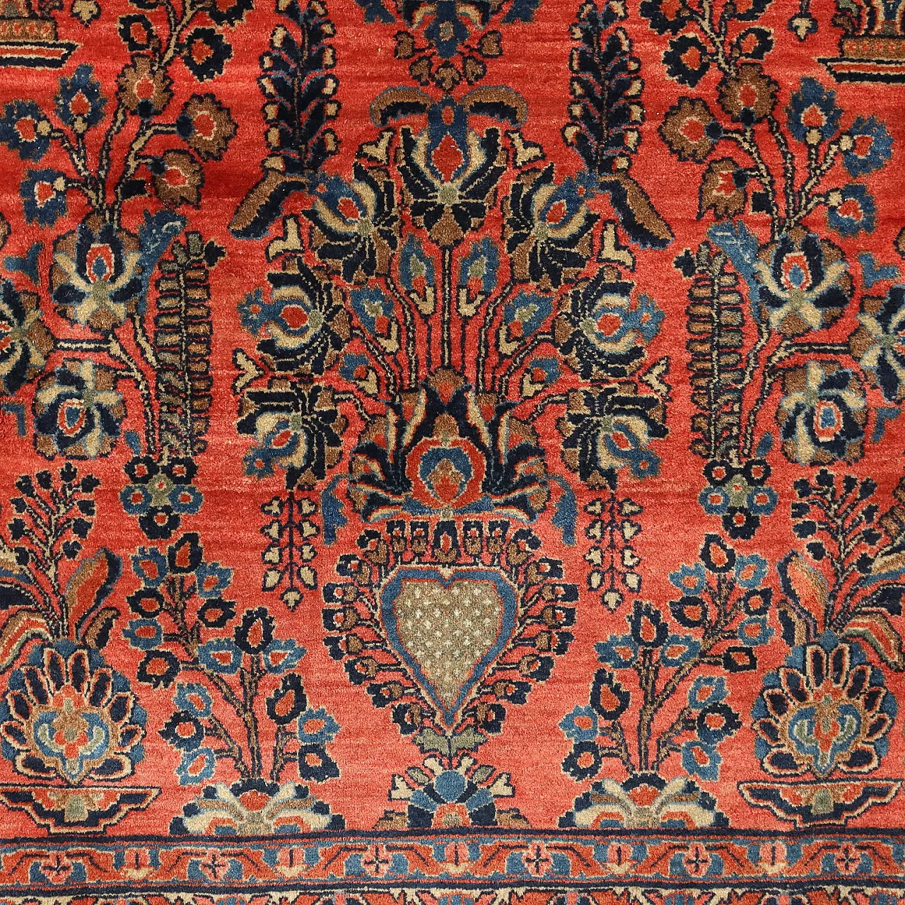 Tappeto Saruk Americano in cotone e lana, fine '900 5