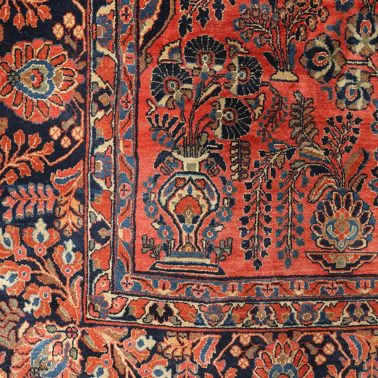 Tappeto Saruk Americano in cotone e lana, fine '900 6
