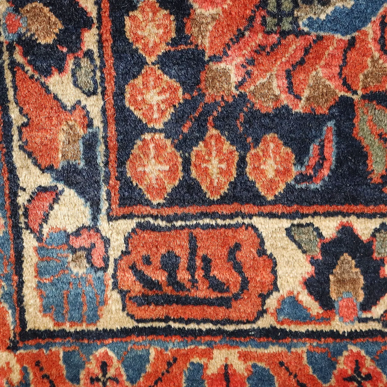 Tappeto Saruk Americano in cotone e lana, fine '900 8