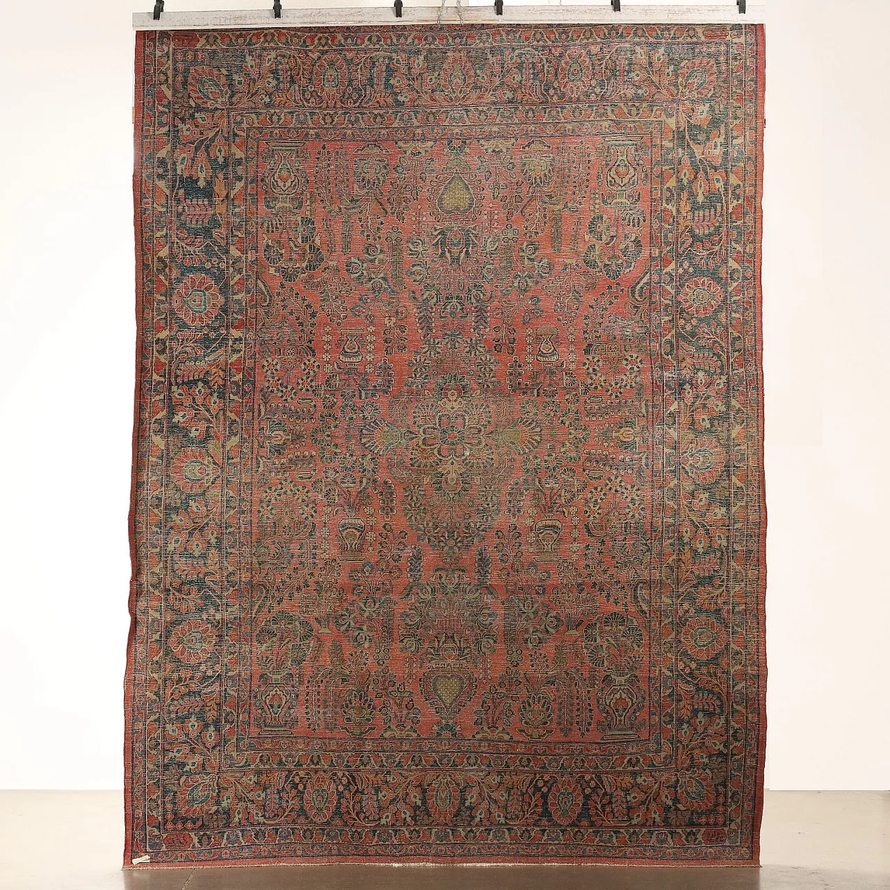Tappeto Saruk Americano in cotone e lana, fine '900 9