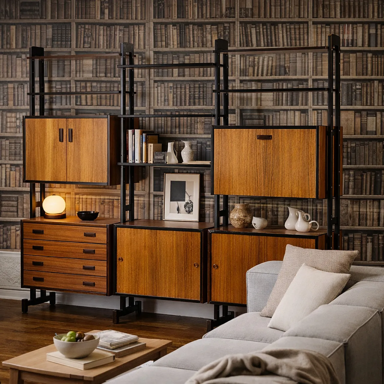 Libreria freestanding in legno esotico, '900 2