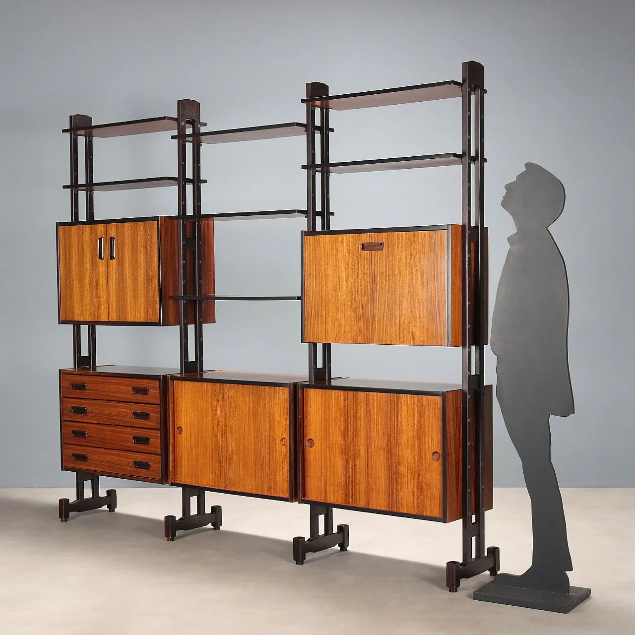 Libreria freestanding in legno esotico, '900 3