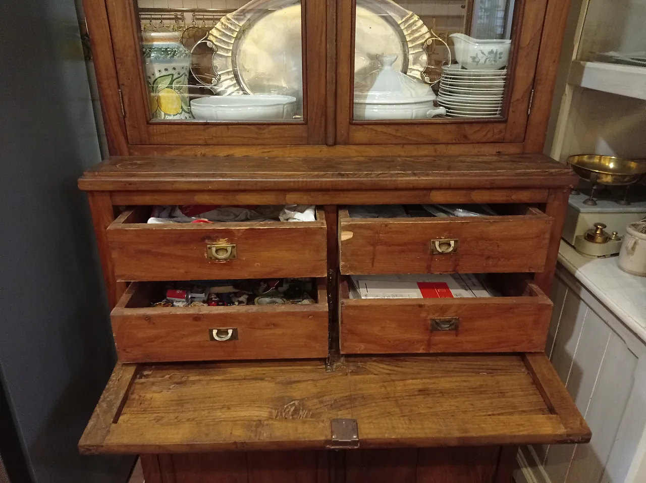 Double body sideboard with solid wood flap, 50s 4