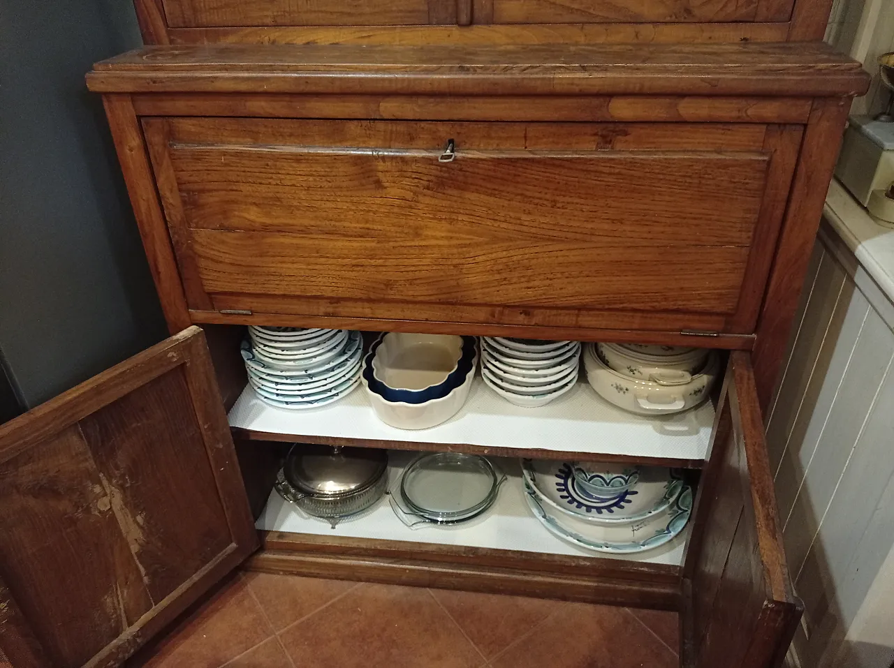 Double body sideboard with solid wood flap, 50s 22
