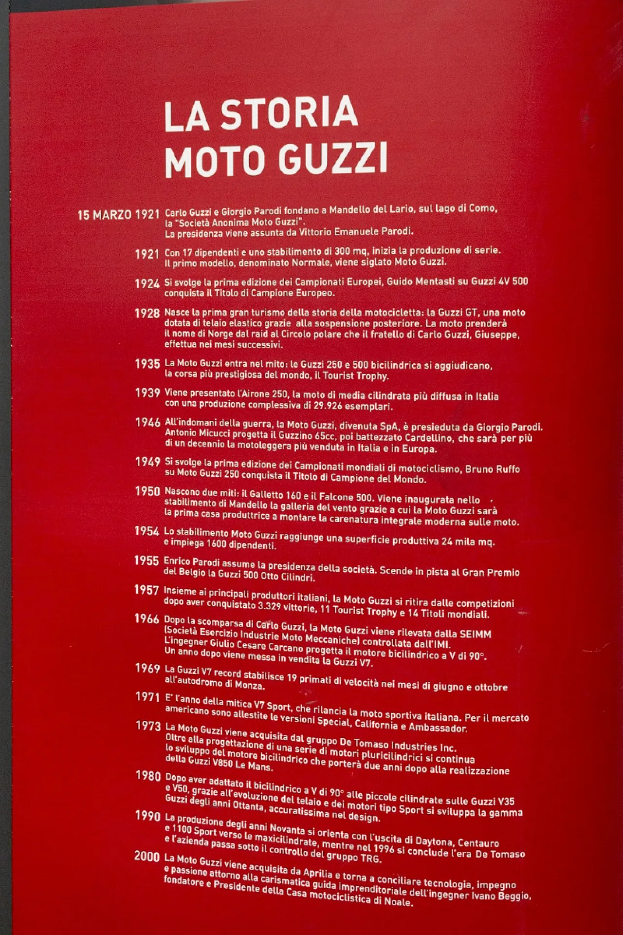 Moto Guzzi - Storia, totem bifacciale, '900 5