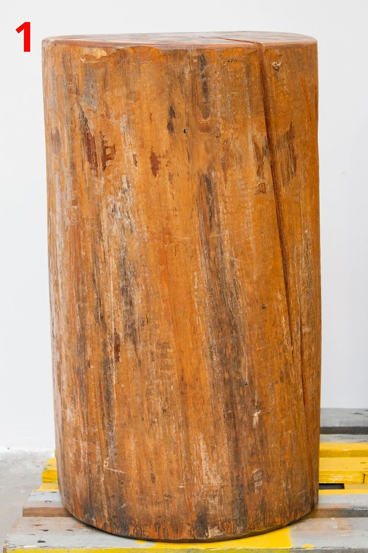 Sgabello realizzato con tronco di larice, XX secolo 2