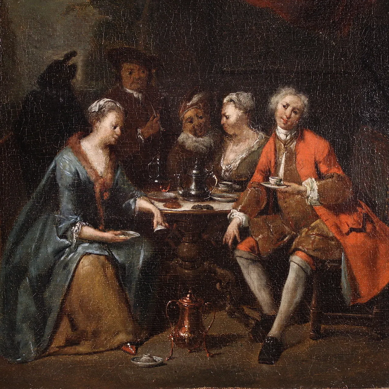 Coppia di quadri antichi scene galanti, '600 7