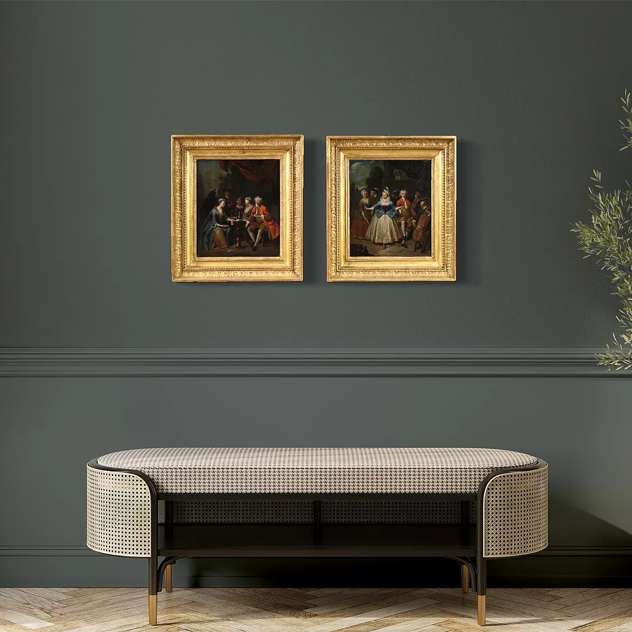 Coppia di quadri antichi scene galanti, '600 12