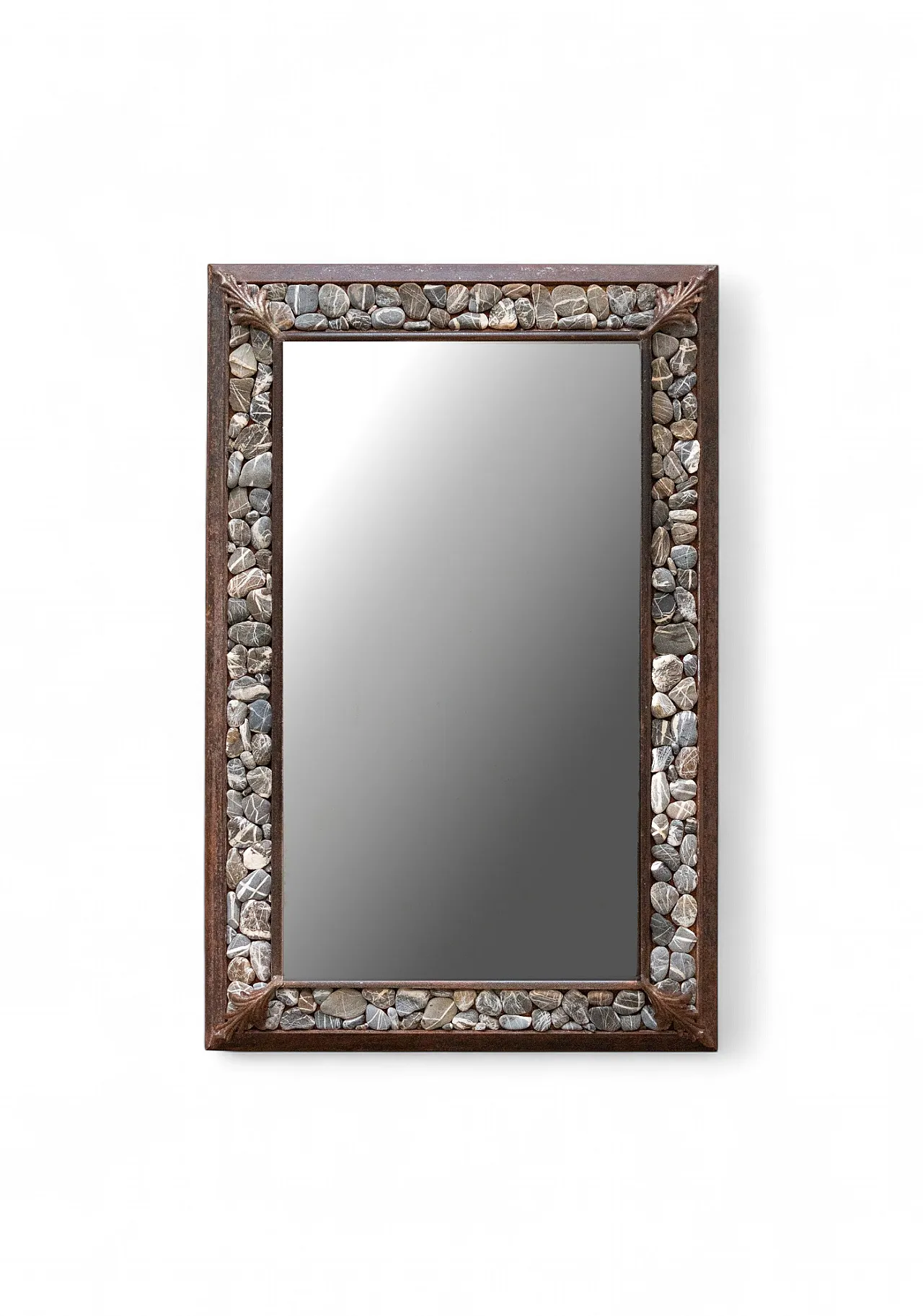 Specchio artigianale in ferro e pietre, XX secolo 12