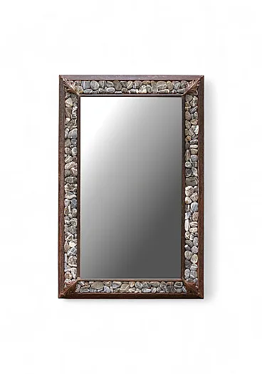 Specchio artigianale in ferro e pietre, XX secolo