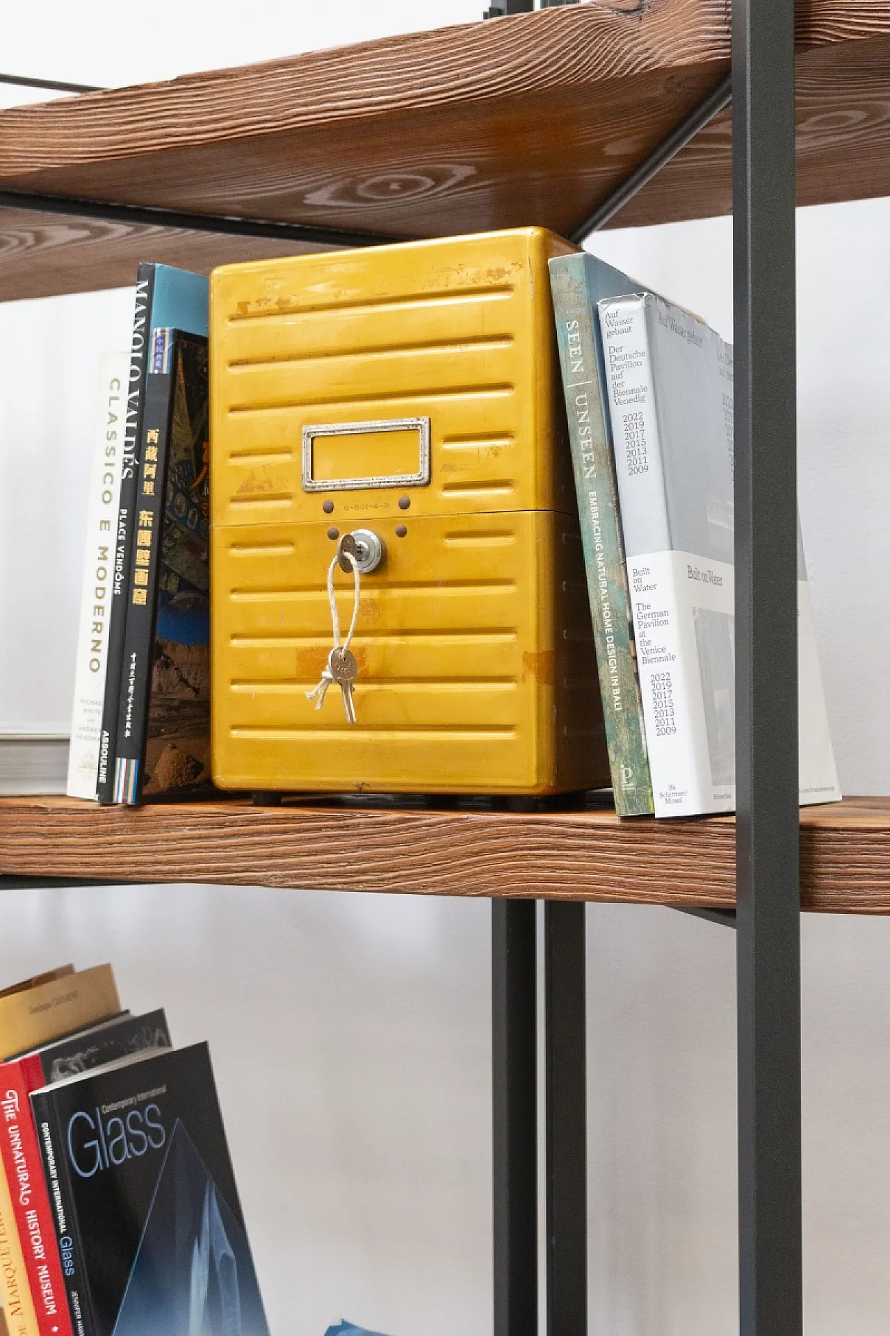 Libreria artigianale in ferro e legno di larice, XX secolo 14