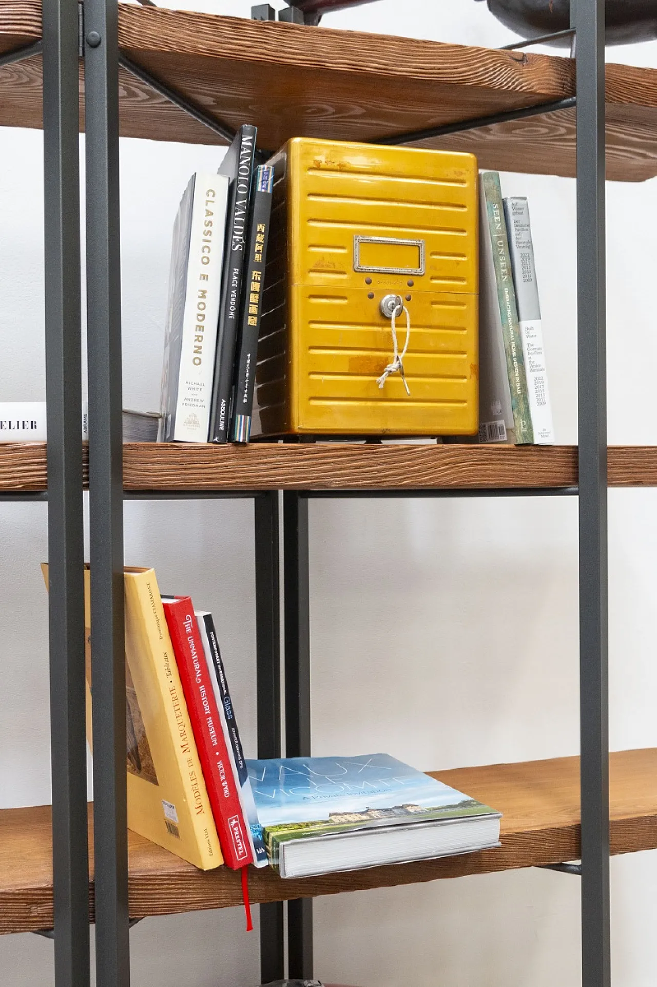 Libreria artigianale in ferro e legno di larice, XX secolo 15