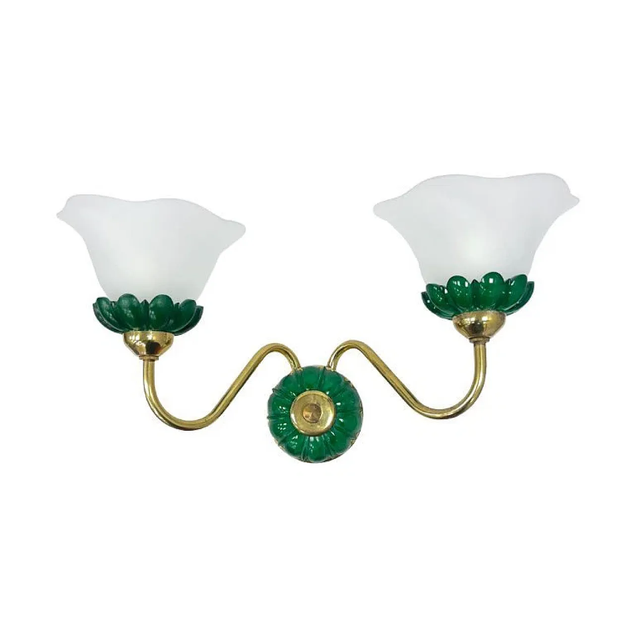 Preciosa double wall light in malachite, glass and brass, 1980s 1