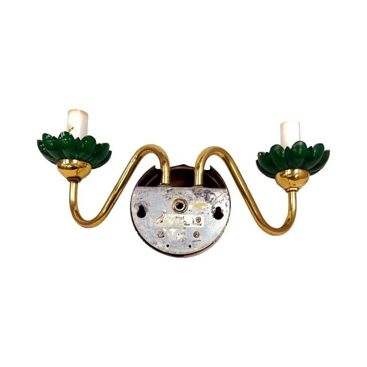 Preciosa double wall light in malachite, glass and brass, 1980s 2