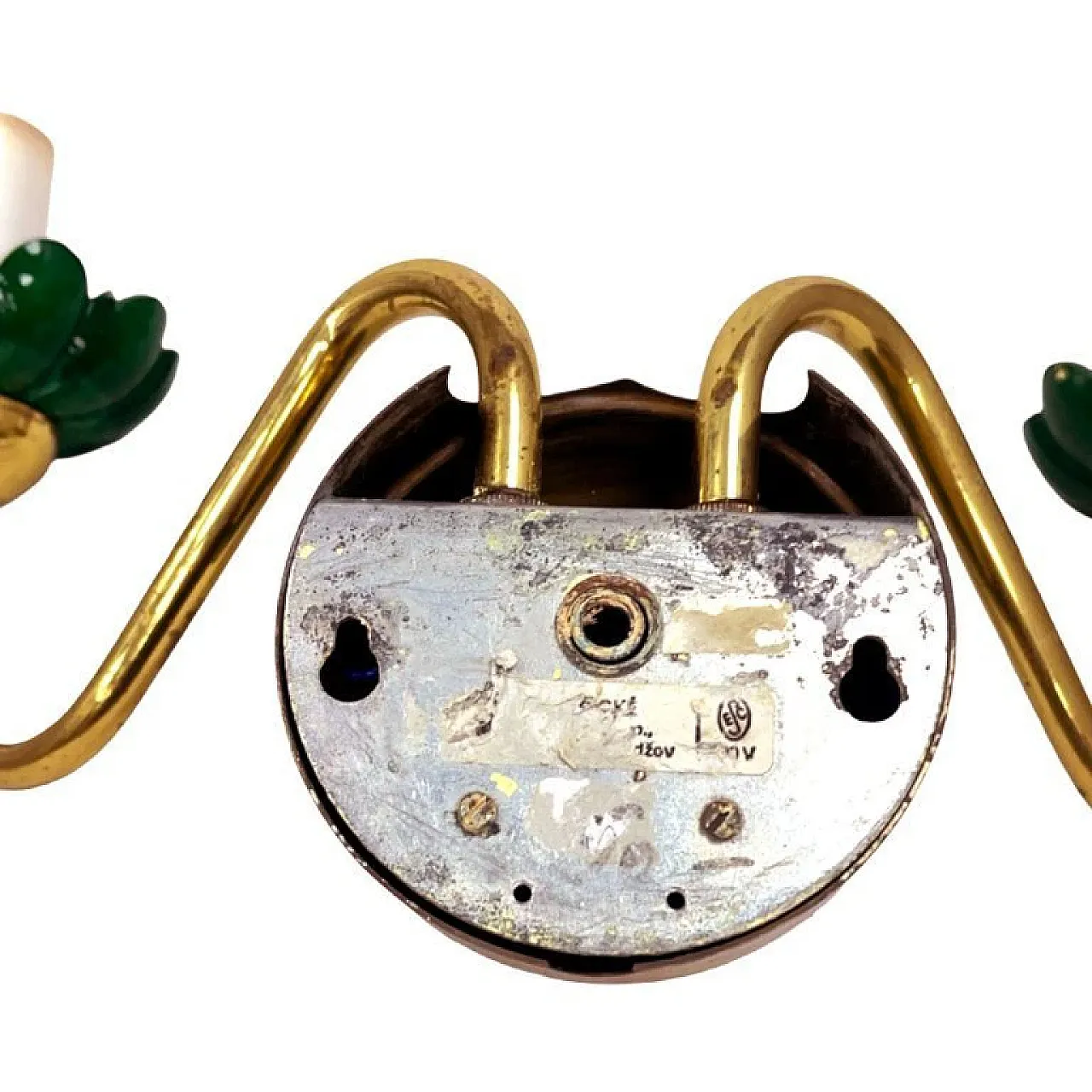 Preciosa double wall light in malachite, glass and brass, 1980s 3