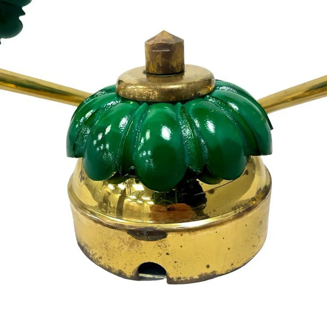 Preciosa double wall light in malachite, glass and brass, 1980s 5