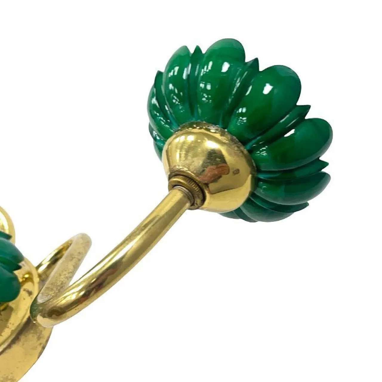 Preciosa double wall light in malachite, glass and brass, 1980s 7