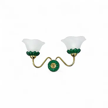 Preciosa double wall light in malachite, glass and brass, 1980s
