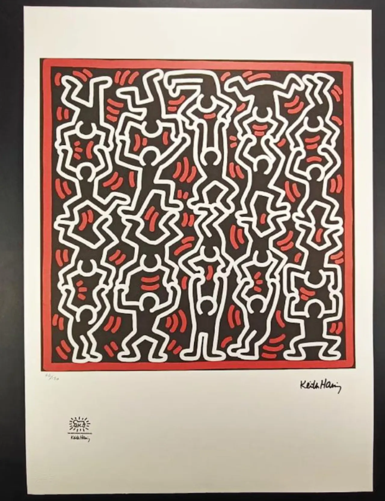 Keith Haring, litografia in edizione limitata numerata a matita, anni '90 1