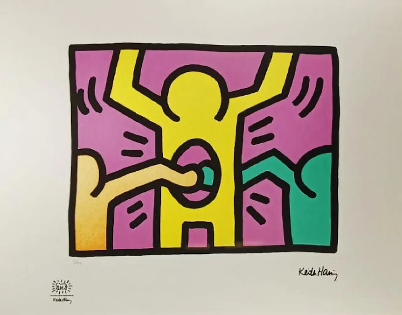 Keith Haring, litografia in edizione limitata numerata a matita, anni '90 1