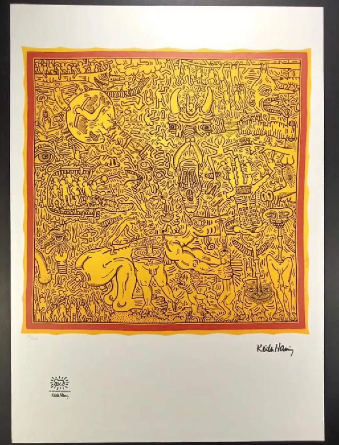Keith Haring, litografia in edizione limitata numerata a matita, anni '90 1