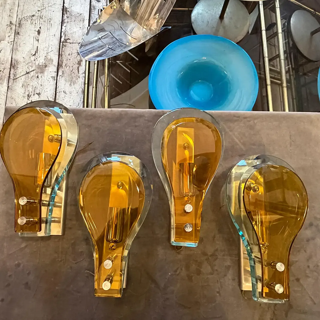 Pair of glass wall lights by Veca, 1970s 9