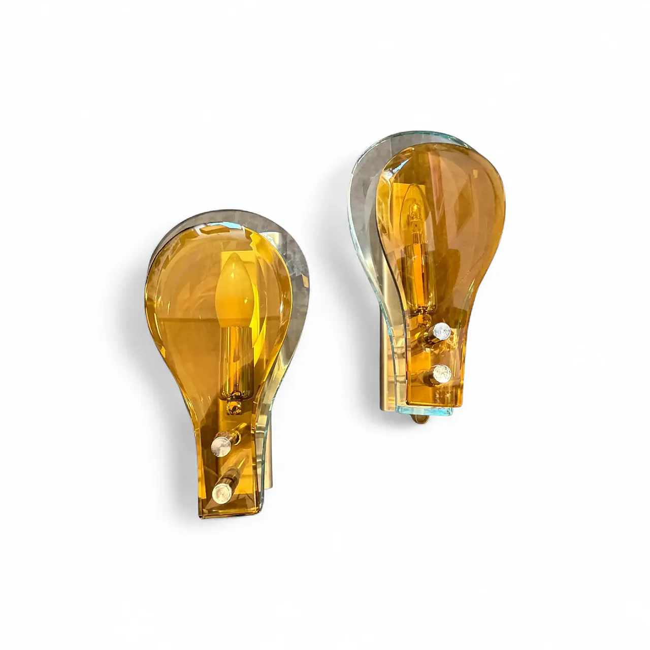 Pair of glass wall lights by Veca, 1970s 10