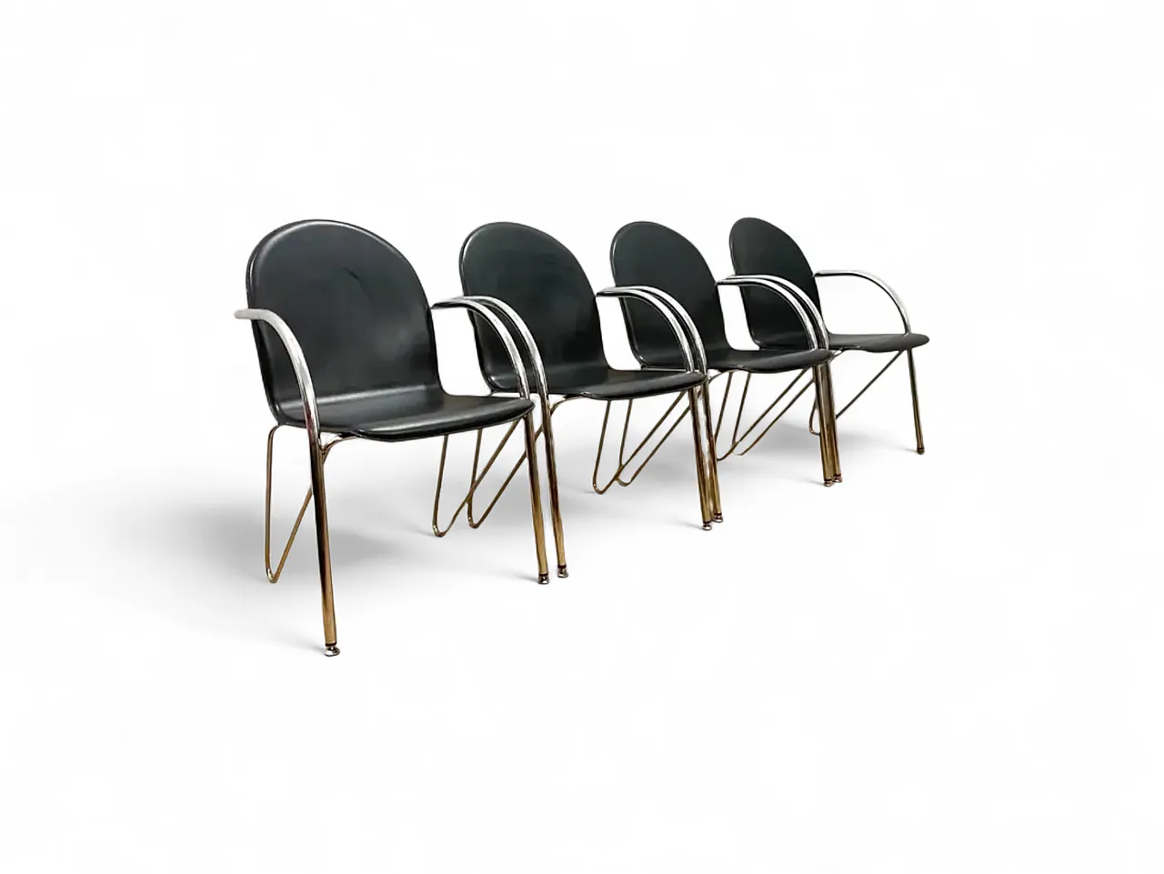 4 Sedie retrò con braccioli, anni '80 8