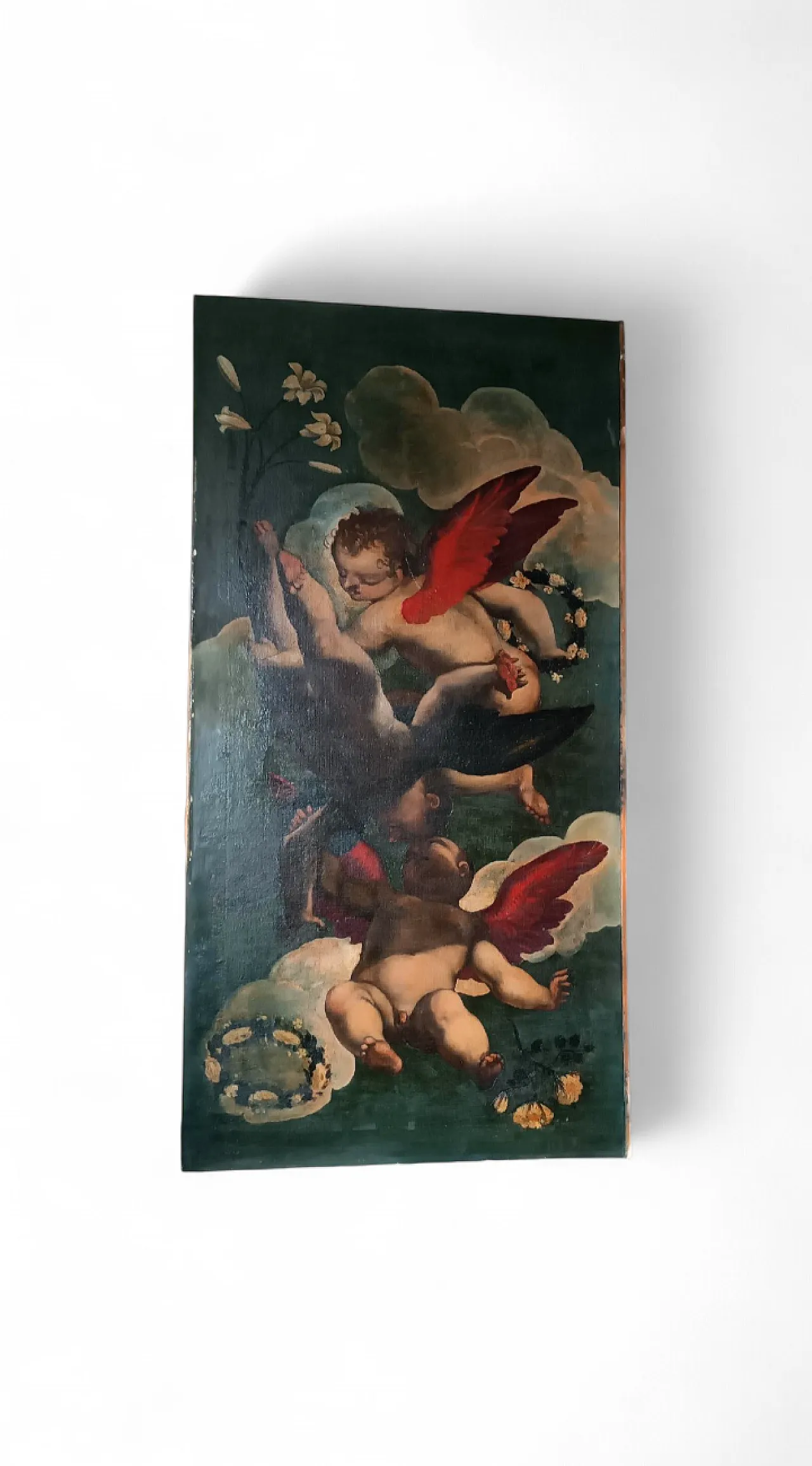 Raffigurazione di angeli, olio su tela, scuola italiana del XVII secolo 13