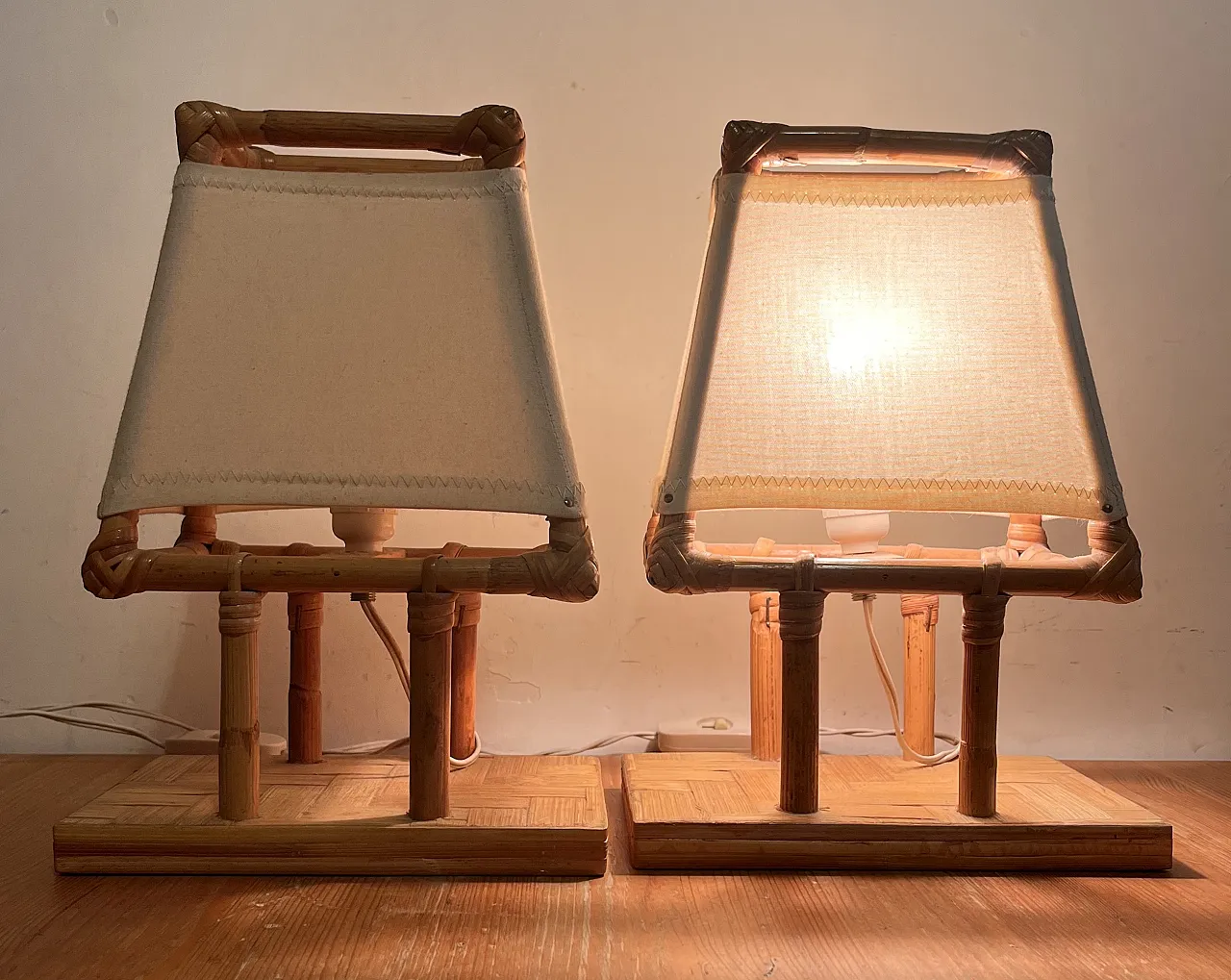 Bamboo wall light, 70s 7