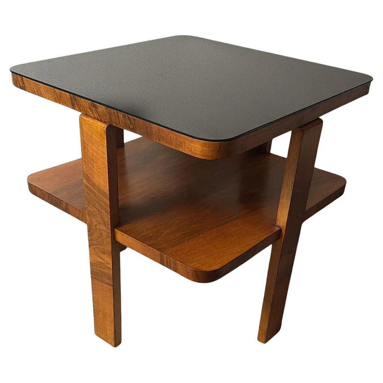 Art Deco square coffee table with glass top, 1930s 1