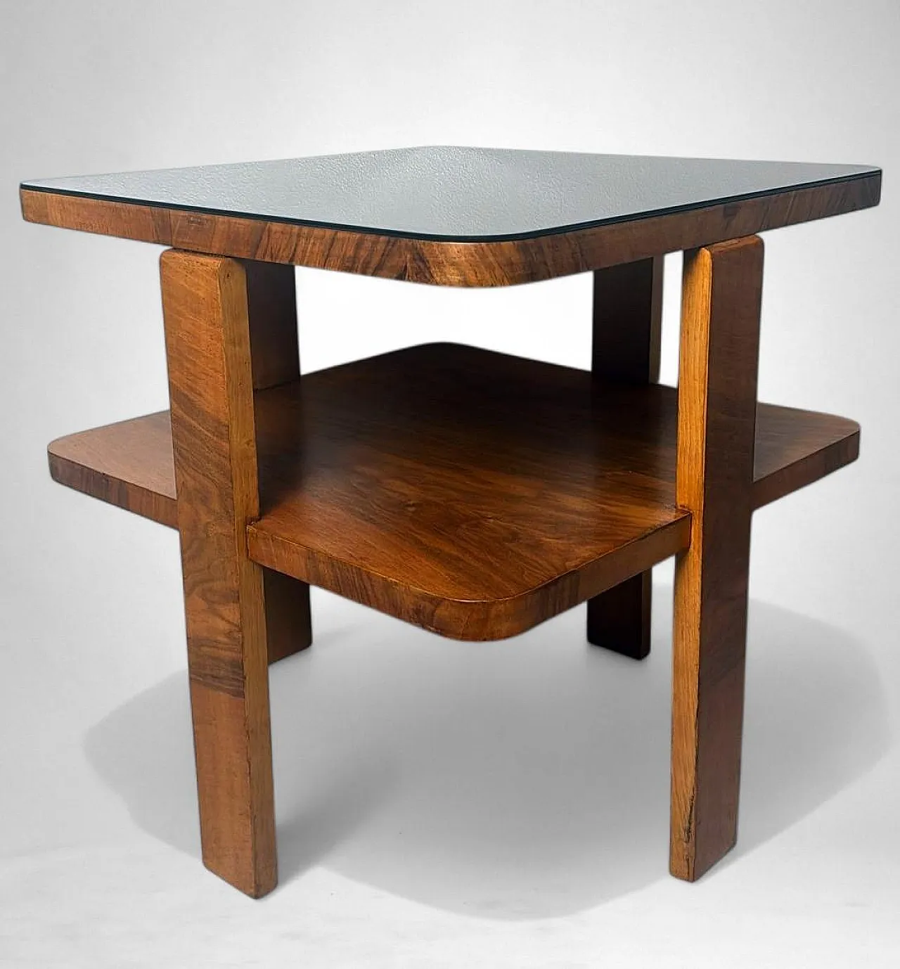 Art Deco square coffee table with glass top, 1930s 3