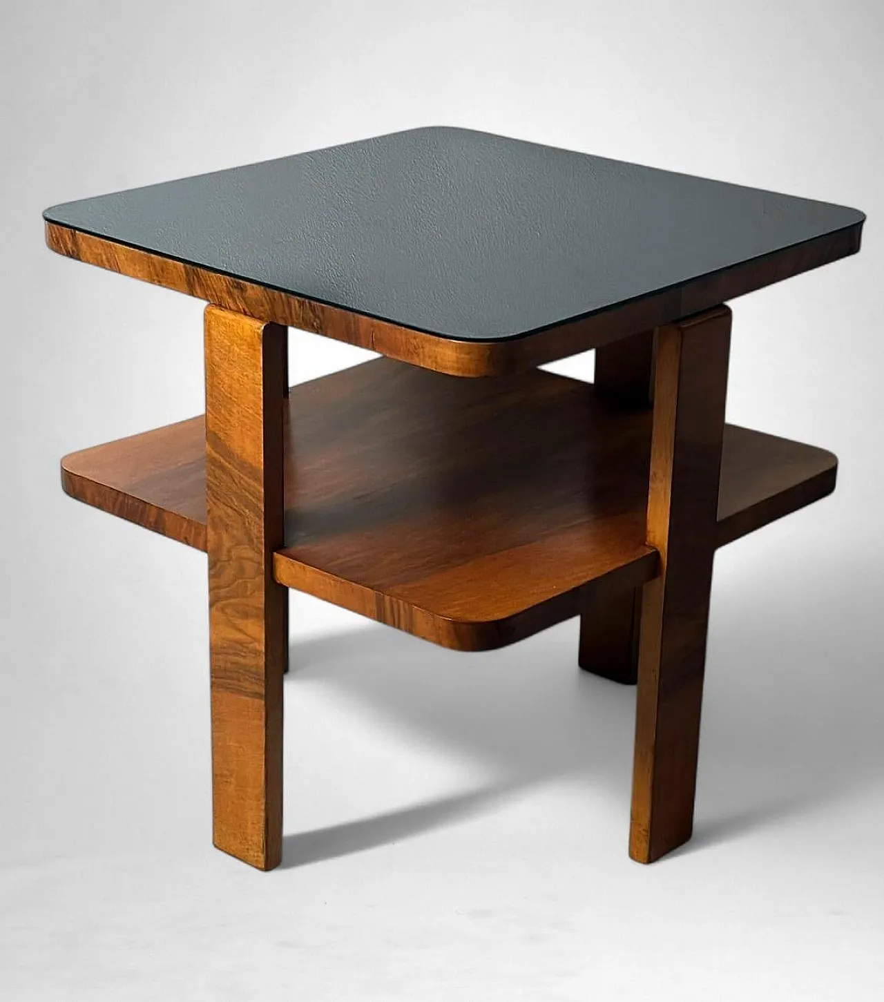 Art Deco square coffee table with glass top, 1930s 4