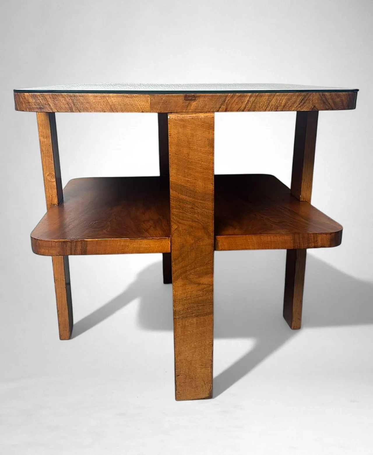 Art Deco square coffee table with glass top, 1930s 8