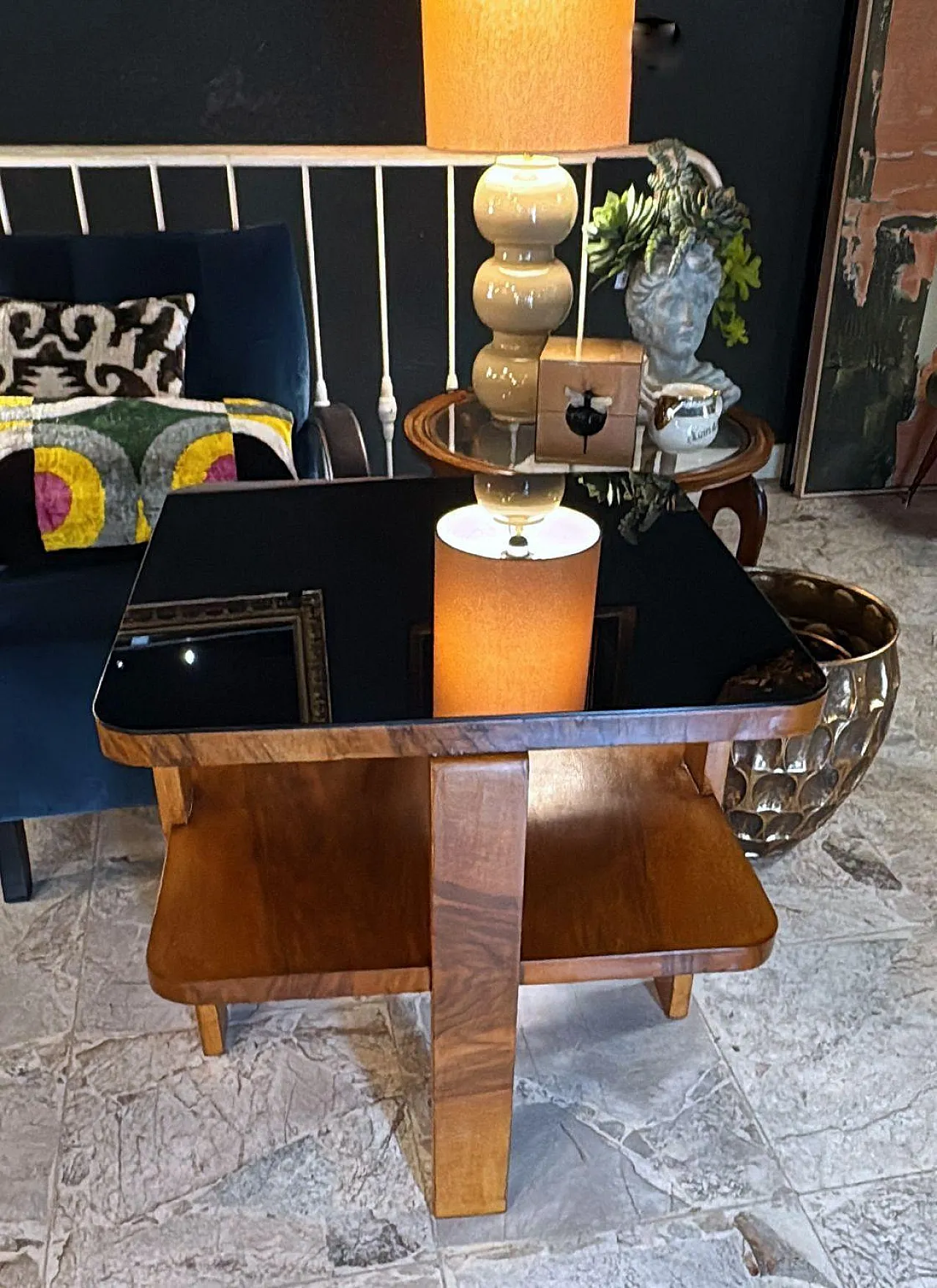 Art Deco square coffee table with glass top, 1930s 19