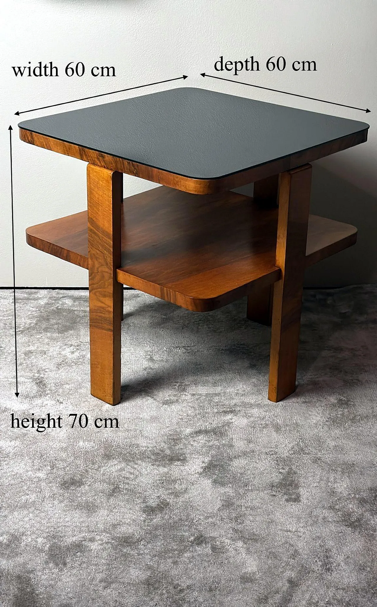 Art Deco square coffee table with glass top, 1930s 20