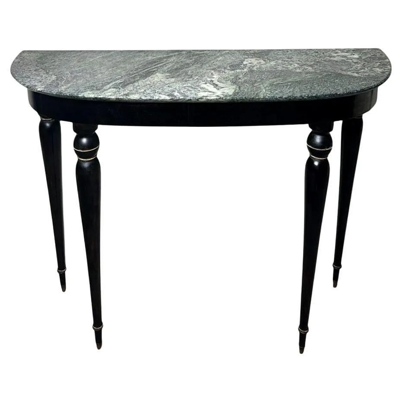 Console table in ebonized wood and Verde Alpi marble, 1950s 1
