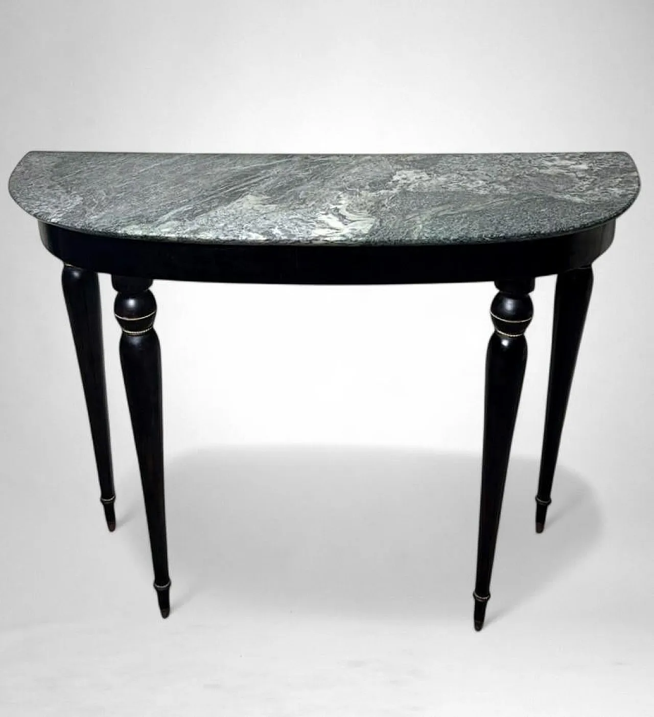Console table in ebonized wood and Verde Alpi marble, 1950s 3