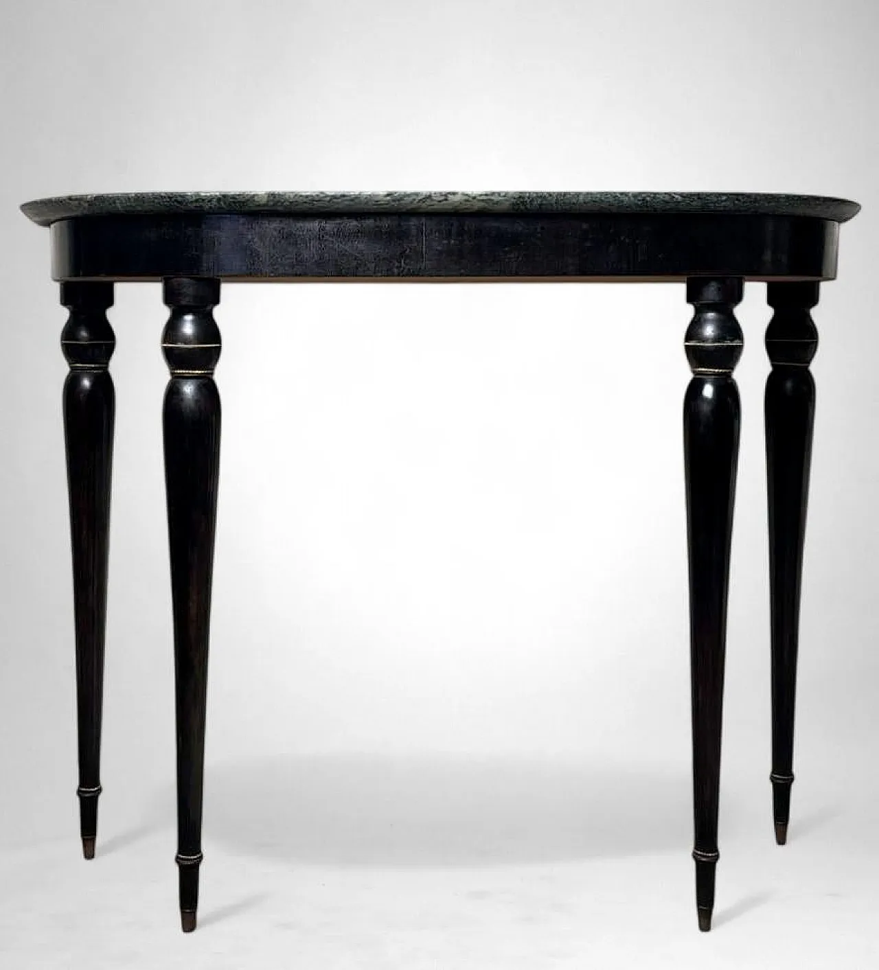 Console table in ebonized wood and Verde Alpi marble, 1950s 5