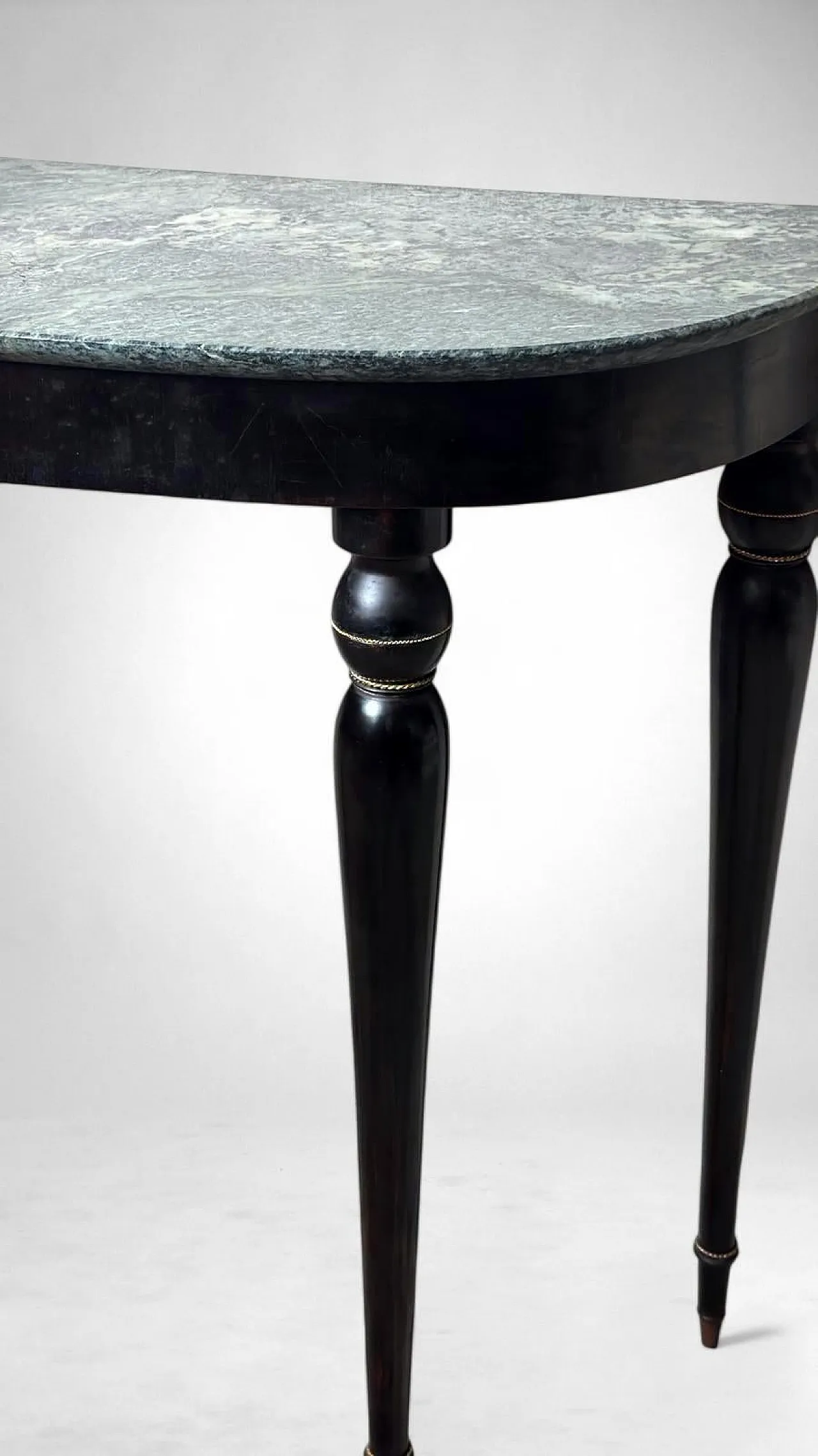 Console table in ebonized wood and Verde Alpi marble, 1950s 11