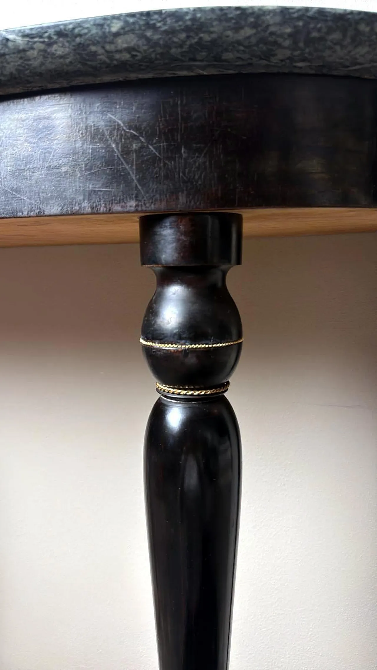 Console table in ebonized wood and Verde Alpi marble, 1950s 12