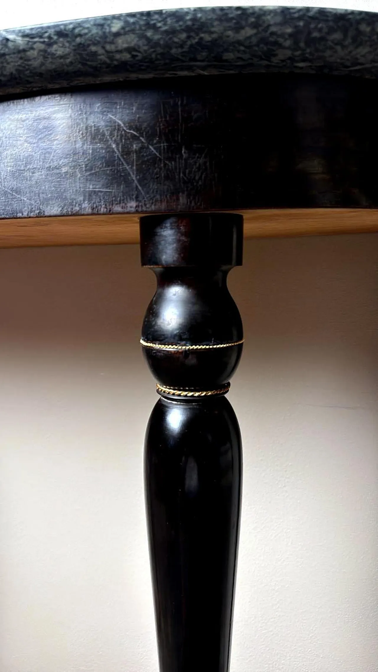 Console table in ebonized wood and Verde Alpi marble, 1950s 15
