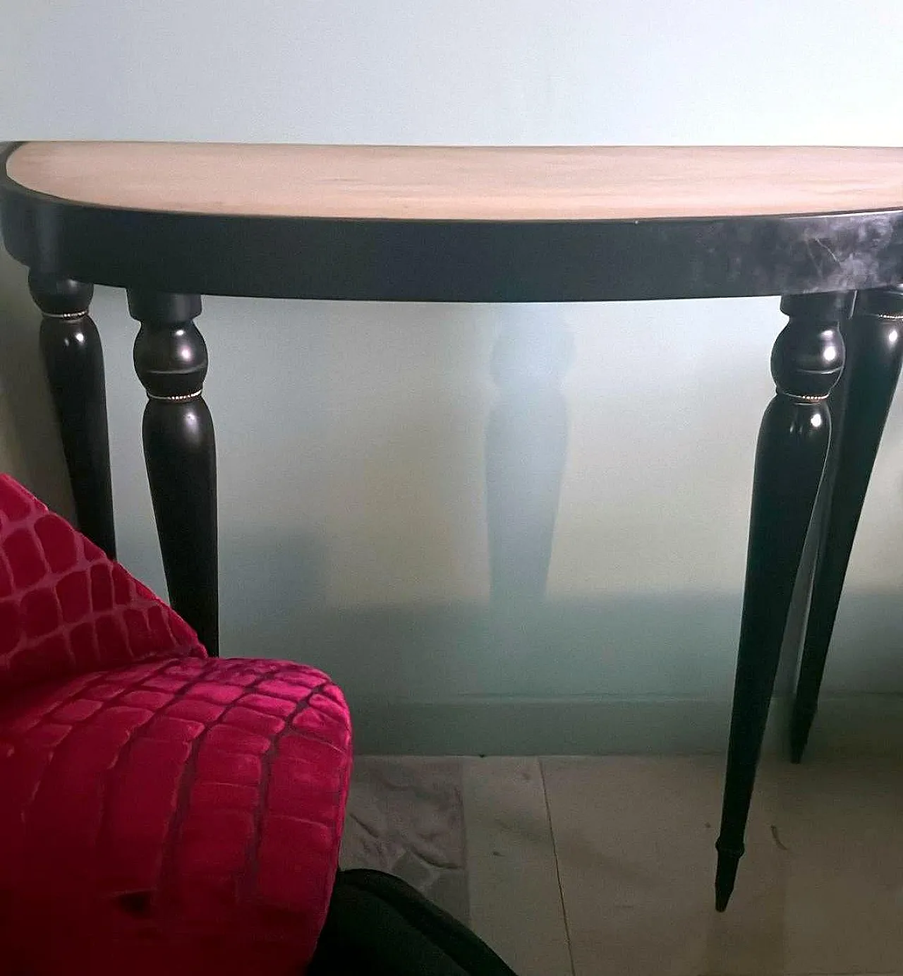 Console table in ebonized wood and Verde Alpi marble, 1950s 19