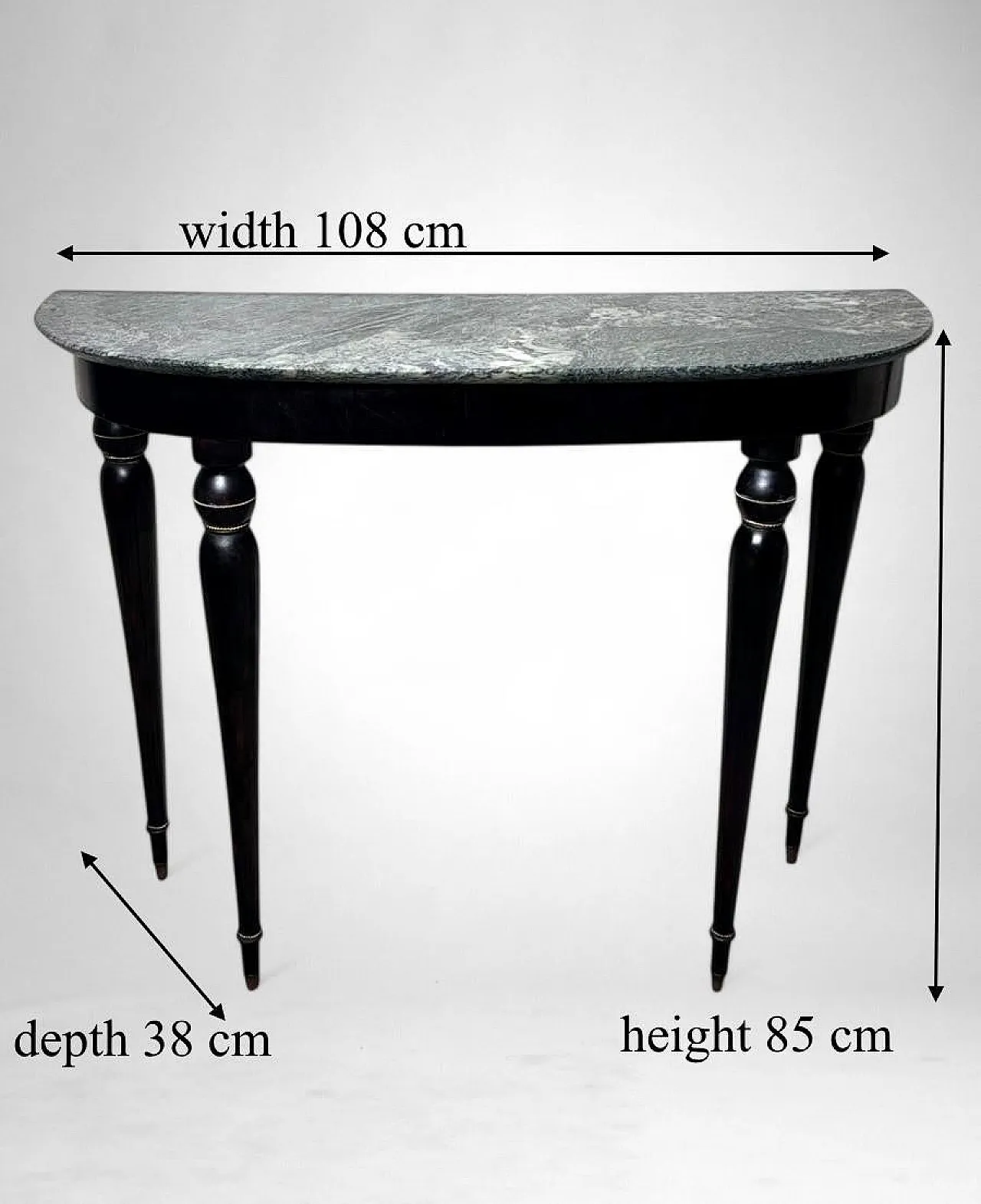 Console table in ebonized wood and Verde Alpi marble, 1950s 20