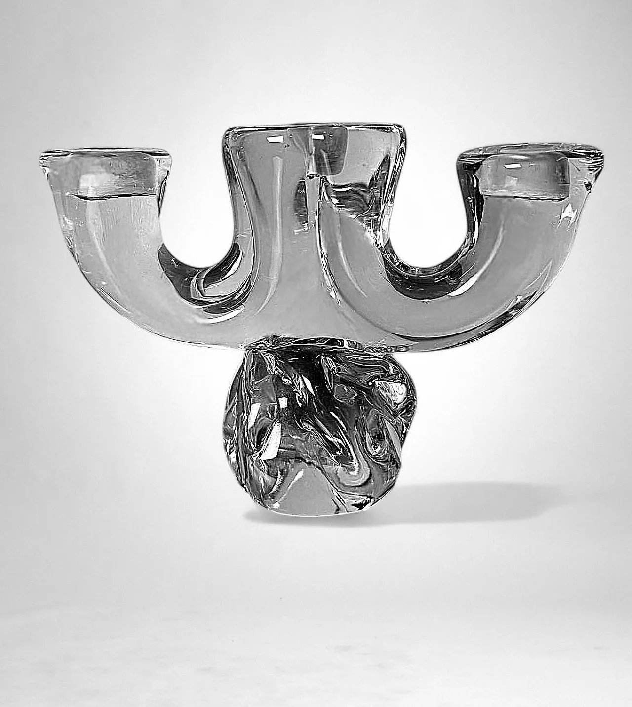 Art Deco candle holder in crystal De Vannes, 1930s 2