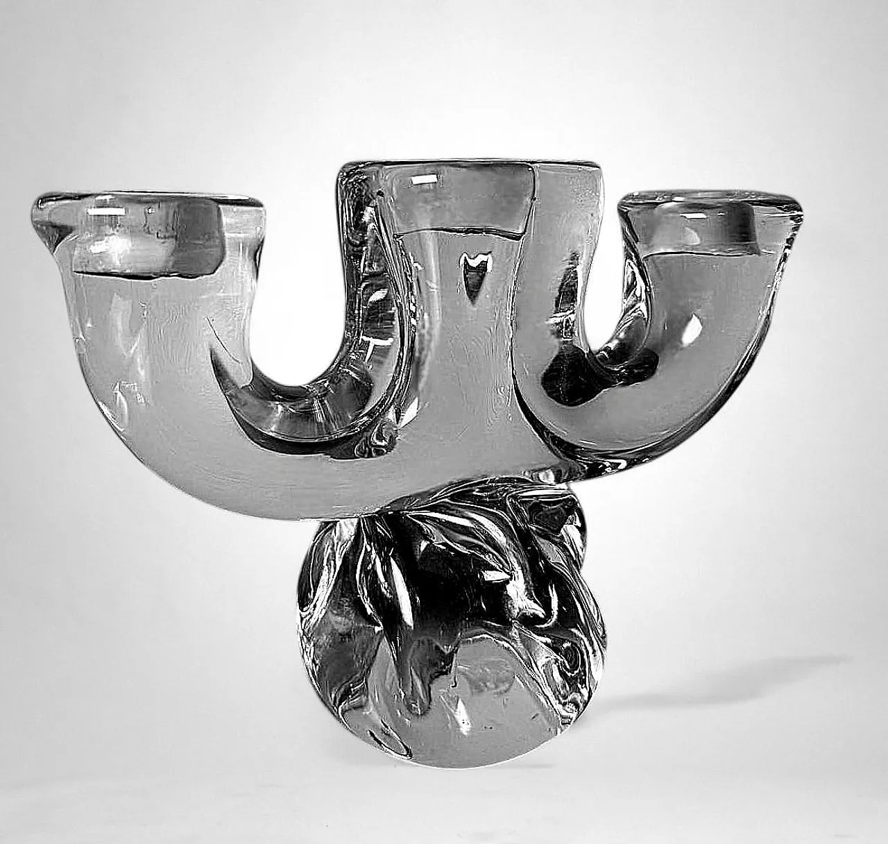 Art Deco candle holder in crystal De Vannes, 1930s 3